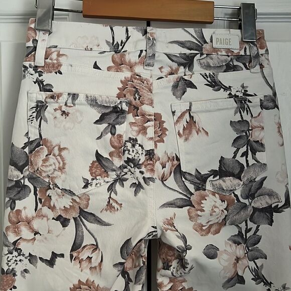 PAIGE COLETTE CROP FLARE FLOWERED JEANS SIZE 24‎ - Picture 8 of 12